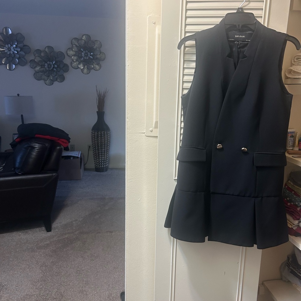 Zara Black Vest with Gold Buttons